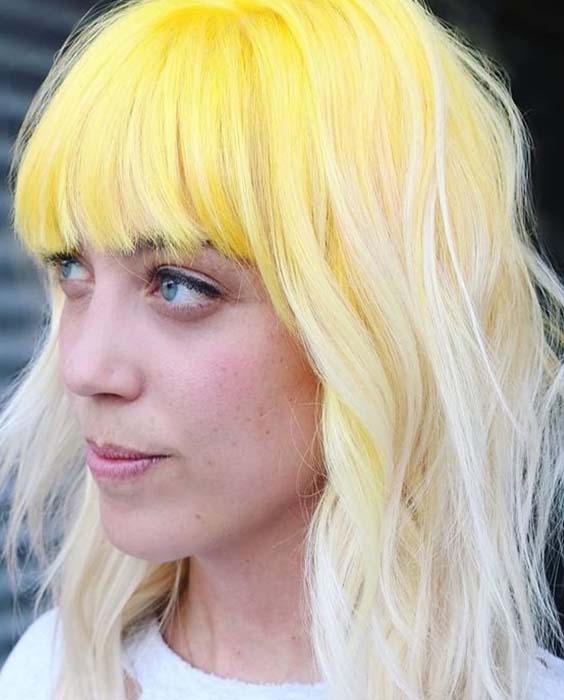 Amazing Yellow Short Hairstyle With Cute Bangs For 2018