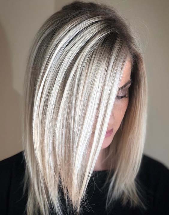 Natural Icy Blonde Hair Colors For Medium length Hair