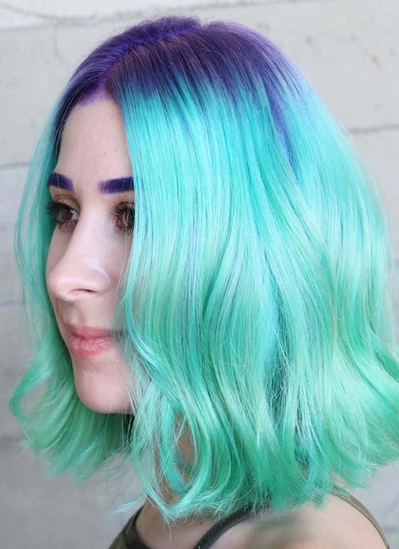 Mesmerizing Styles Of Mermaid Short Green Hair With Blue Roots