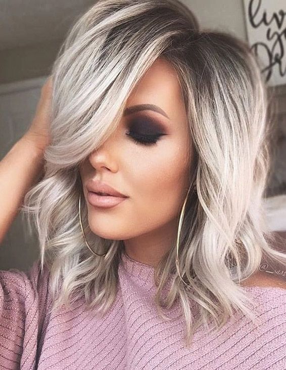 Awesome Silver Shoulder Length Hairstyles In 2019 | Stylezco (566 x 732 Pixel)